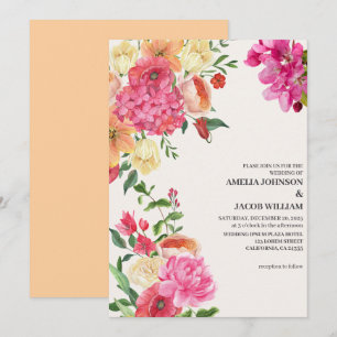 Convite Casamento de primavera com manteiga floral amarela