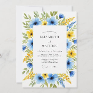 Convite Casamento de Primavera com Marigold Azul-Celeste L