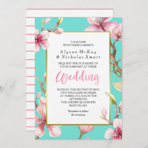 Convite Casamento de primavera de Cherry Blossom