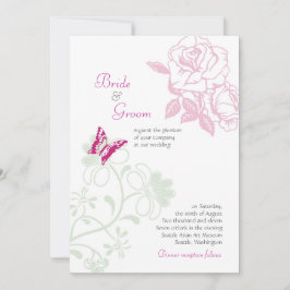 Convite Casamento de primavera de Rosas e borboletas ilust