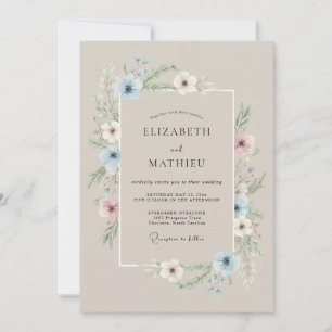Convite Casamento de Primavera Elegante em Taupe