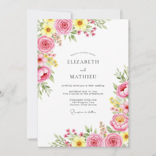 Convite Casamento de Primavera Espirituoso Rosa