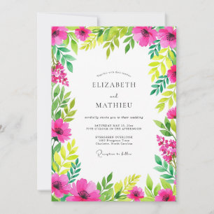 Convite Casamento de Primavera Espirituoso Rosa Quente