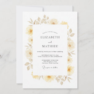 Convite Casamento de Primavera Esplêndido em Marfim