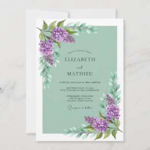 Convite Casamento de Primavera Exuberante Lilás Roxo