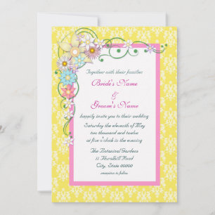 Convite Casamento de Primavera Floral Amarelo Vibrante Ros