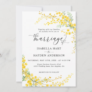 Convite Casamento de primavera Floral de Mimosa Silver Wat