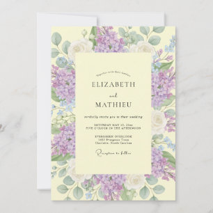 Convite Casamento de Primavera Floral Lavanda Pintado à Mã