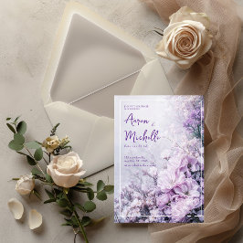 Convite Casamento de Primavera Floral Lilás Pastel Lavanda