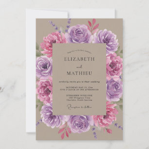 Convite Casamento de Primavera Floral Rosa Malva
