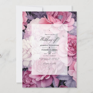 Convite Casamento de Primavera Floral Rosa Suave e Prata