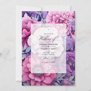 Convite Casamento de primavera Floral Roxo Pinkish