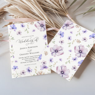 Convite Casamento de primavera Floral Violeta Roxa lavanda