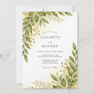 Convite Casamento de Primavera Impecável em Verde Oliva