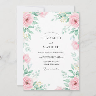 Convite Casamento de Primavera Inesquecível Rosa Pétala