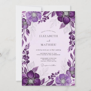 Convite Casamento de Primavera Luminoso Roxo