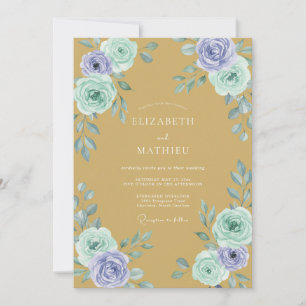 Convite Casamento de Primavera Luxuoso Dourado