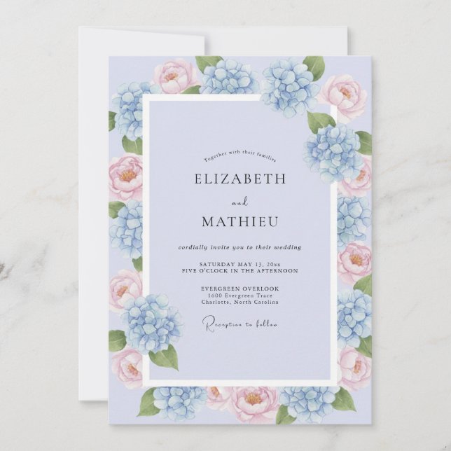 Convite Casamento de Primavera Luxuriante de Cor de Vinca (Frente)