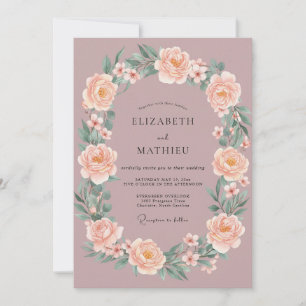 Convite Casamento de Primavera Luxuriante Rosa Malva