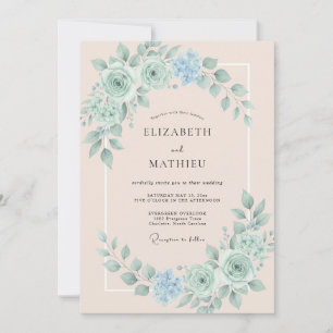 Convite Casamento de Primavera Macio em Verde Menta