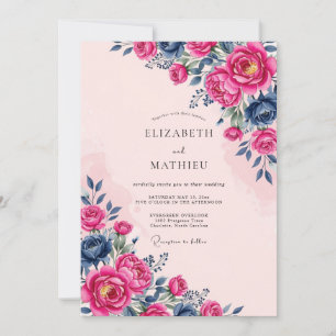 Convite Casamento de Primavera Magenta Ousado