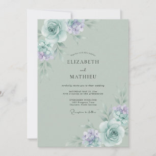 Convite Casamento de Primavera Maravilhoso em Verde Salvia
