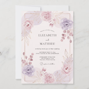 Convite Casamento de Primavera Radiante Lilás