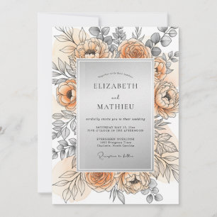 Convite Casamento de Primavera Refined Peach Silver