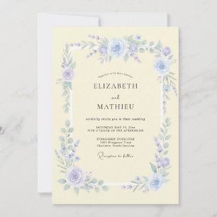 Convite Casamento de Primavera Refined Periwinkle