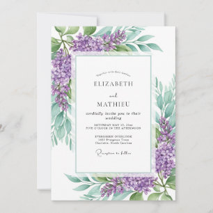 Convite Casamento de Primavera Resplandecente Lilás