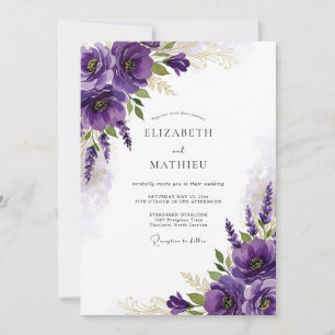 Convite Casamento de Primavera Resplandecente Roxo