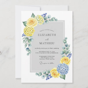 Convite Casamento de Primavera Revitalizante Amarelo Azul