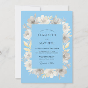Convite Casamento de Primavera Revitalizante Azul Azure