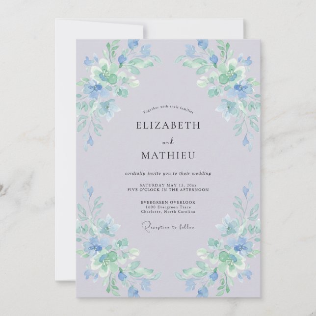 Convite Casamento de Primavera Sedutor Lilás (Frente)