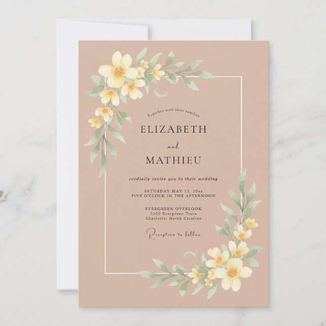 Convite Casamento de Primavera Tão Sofisticado (Frente)