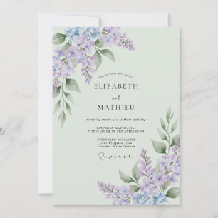 Convite Casamento de Primavera Verde Esmeralda e Lavanda