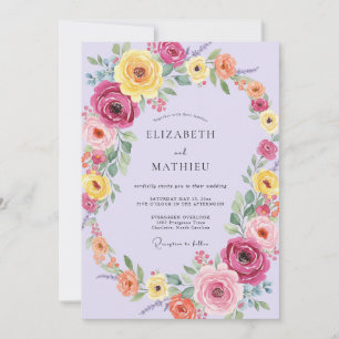 Convite Casamento de Primavera Vibrante Lavanda
