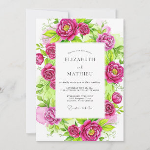 Convite Casamento de Primavera Vibrante Magenta