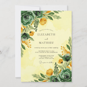 Convite Casamento de Primavera Vibrante Verde Esmeralda