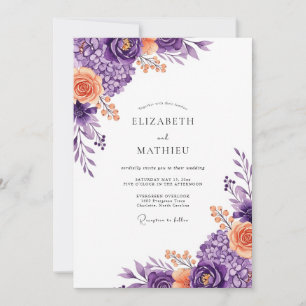 Convite Casamento de Primavera Violeta e Luxuriante