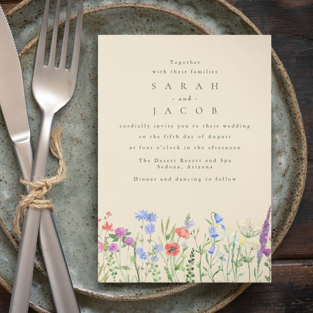 Convite Casamento de primavera Wildflower Boho Garden (Spring Wildflower Boho Garden Wedding Invitation)