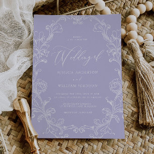 Convite Casamento de Princesa Arte Linha Rococó Vintage