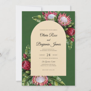 Convite Casamento de Protea Tropical Macia Eucalipto Carme