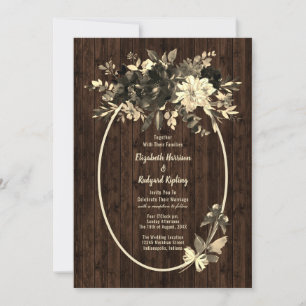 Convite Casamento de Pulverização Floral Seca e Seca do Ou