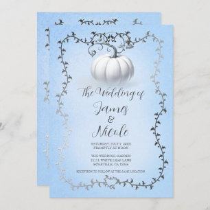 Convite Casamento de Pumpkin Branco do Livro Azul e Pratea