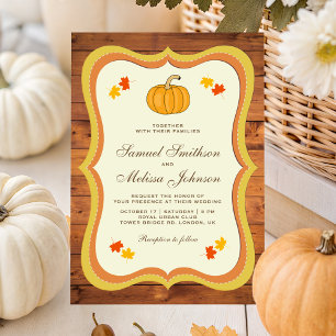 Convite Casamento de Pumpkin de Madeira de outono