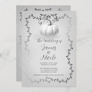 Convite Casamento de Pumpkin em Silver e White Storybook