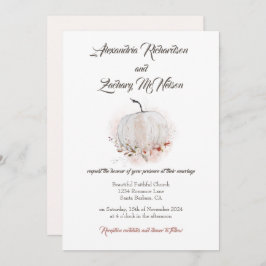 Convite Casamento de Pumpkin Rustic Fall Watercolor