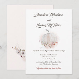 Convite Casamento de Pumpkin Rustic Fall Watercolor