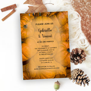 Convite Casamento de Pumpkins de Orange Autumn